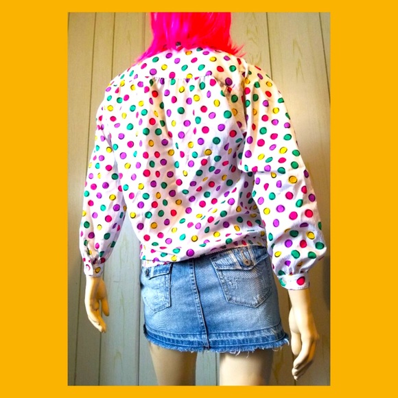 Vintage 80s Funky Geometric Print Pop Art Sporty Top - Picture 4 of 6